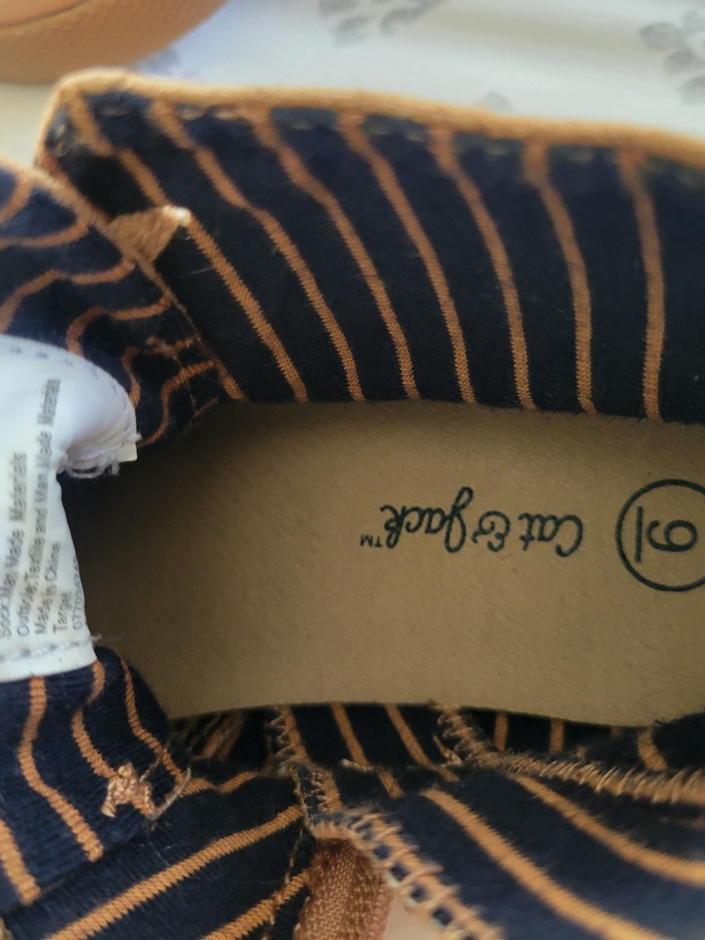 Cat & Jack Men's Navy and Tan Striped Slip-On Shoe